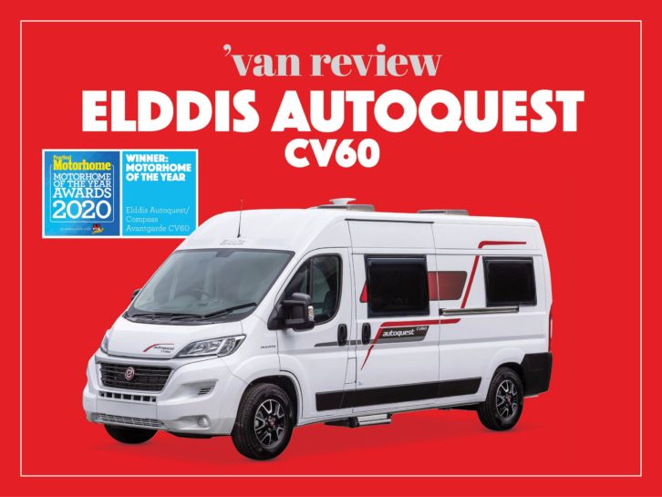 Elddis Autoquest CV60 on a red background