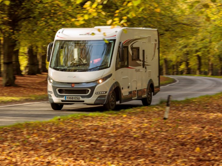 Roller Team Pegaso 590 driving down a country road